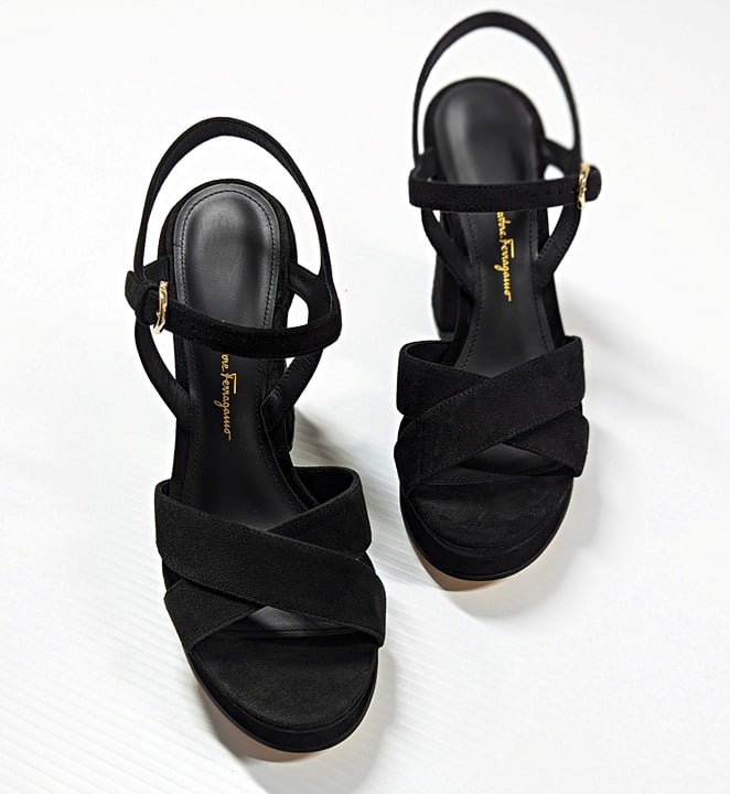 Ferragamo Women's Sonya Suede Ankle Strap Platform Sandals Size 8 C (MSRP $995)
