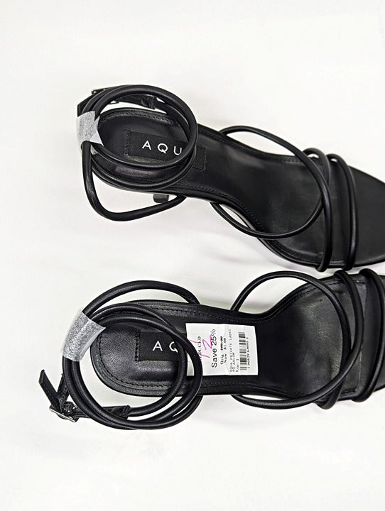 Aqua Women's Arlow Black Ankle Strap High Heel Sandals Size 9.5 (MSRP $108)