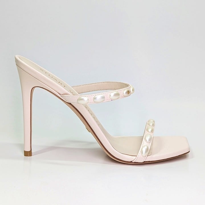 Stuart Weitzman Women's Aleena Pearlita 100 Heel Sandals Size 38.5 MSRP $525