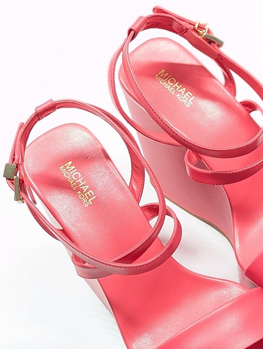 Michael Kors Women's Paola Strappy Platform Wedge Sandals Pink Size 8 MSRP $155