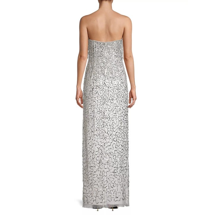 Liv Foster Women's Strapless Bead-Fringe Sequin Column Gown Size 8 (MSRP $495)