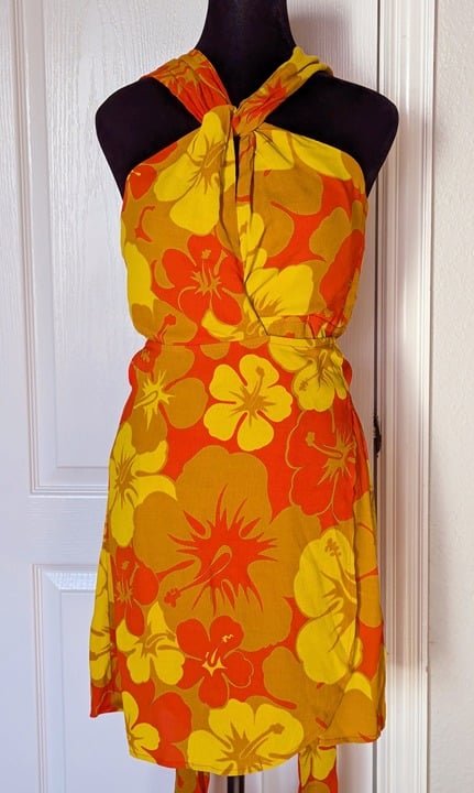 Faithfull The Brand Odette Floral Crepe Halterneck Dress Size S / US 4 MSRP $189