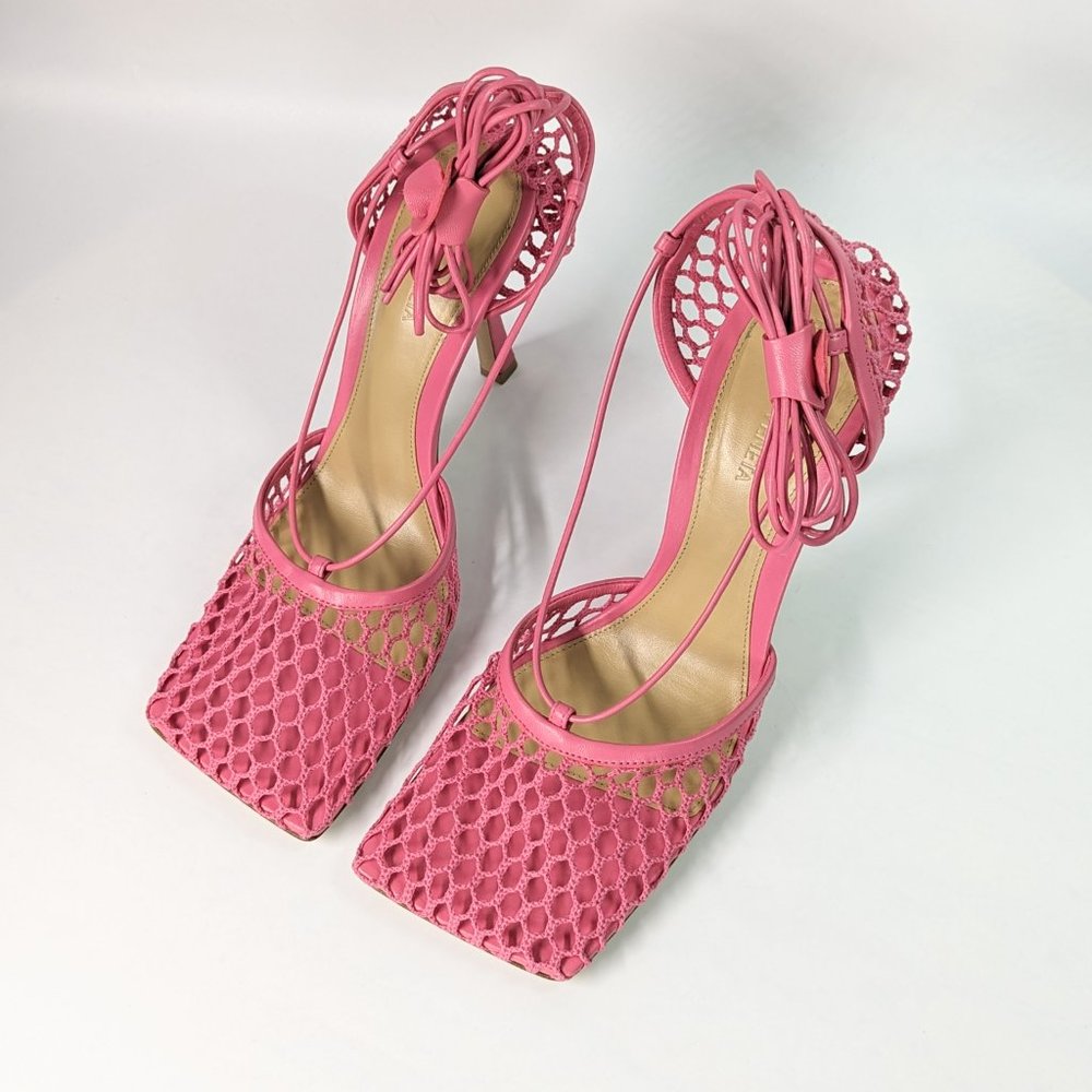 Bottega Veneta Women's Azalea Stretch Mesh Ankle Tie Sandals Size 41 MSRP $1,100
