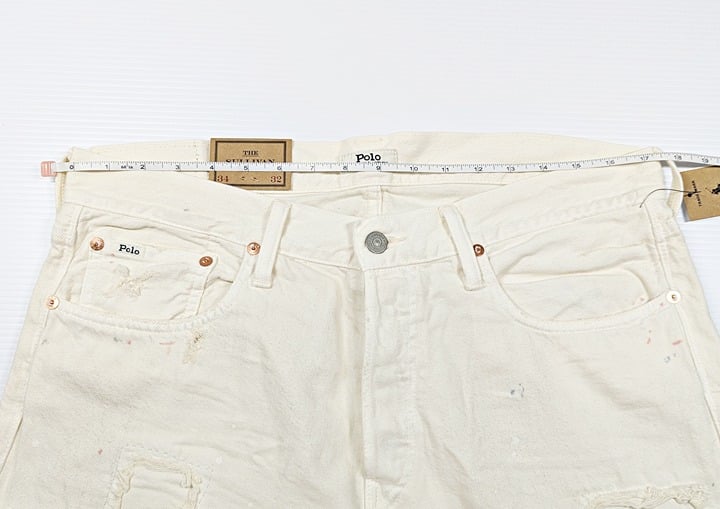 Polo Ralph Lauren Men's Sullivan Slim Distressed Jean White Size 34 (MSRP $198)