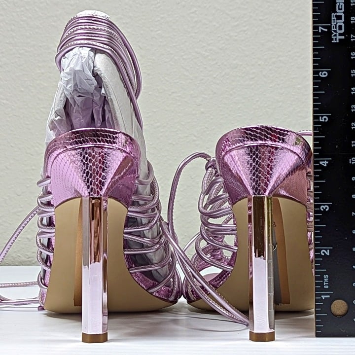 Sam Edelman Women's Lylah Strappy Heel Sandals Lilac Metallic Size 8.5 MSRP $160
