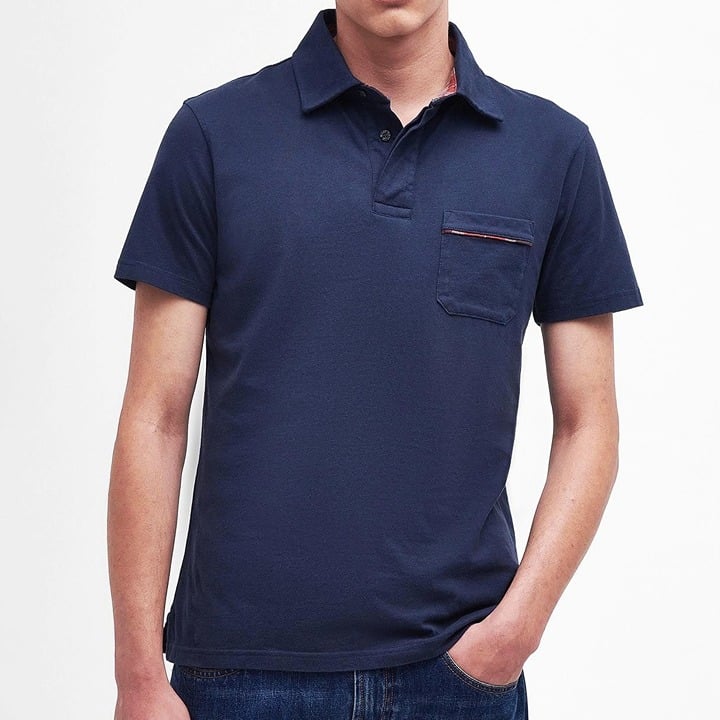 Barbour Elsdon Men's Short Sleeve Polo Shirt Navy Cotton Size S (MSRP $100)