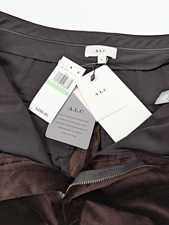 A.L.C. Sophie II Women's Velvet Flare Pants Chocolate Plum Size 8 (MSRP $450)