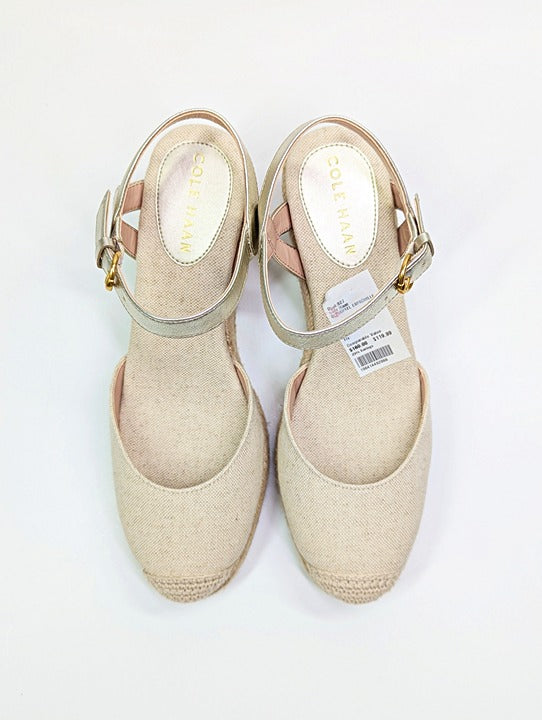 Cole Haan Cloudfeel Women's Espadrille Wedge Heels Linen Size 8 (MSRP $160)
