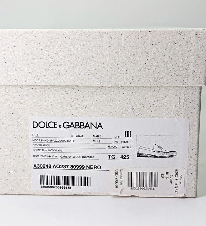 Dolce & Gabbana Men's DG-Plaque Polished Calfskin Leather Loafers Size 8.5