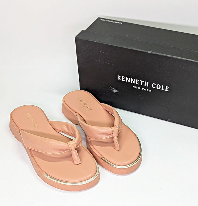 Kenneth Cole Women's Athens Platform Thong in Peach Leather Size 6 (MSRP $89)