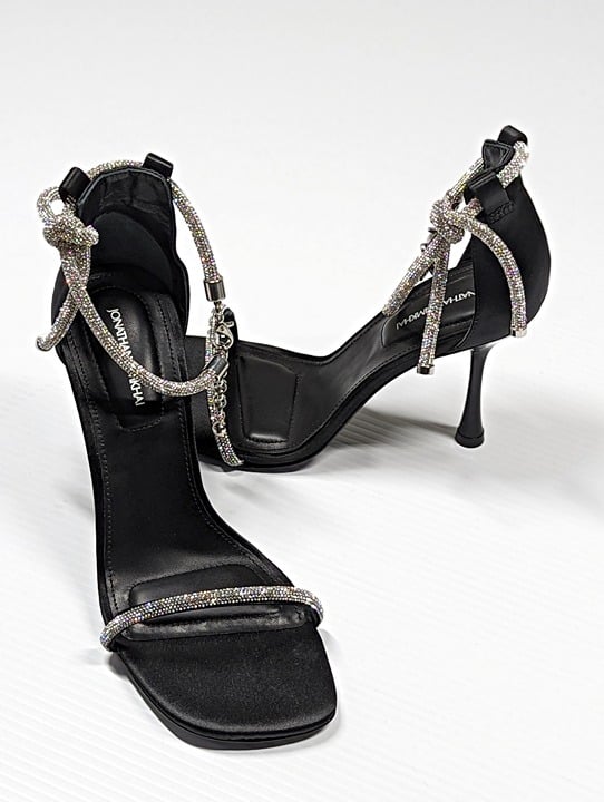 Jonathan Simkhai Dalton Women's Crystal Knot Black Sandal Size 37 EU (MSRP $595)