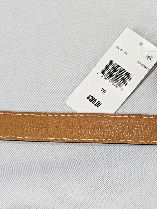 TOTEME Women's Thin Pebbled Leather Belt in Tan Size 70 (MSRP $380)