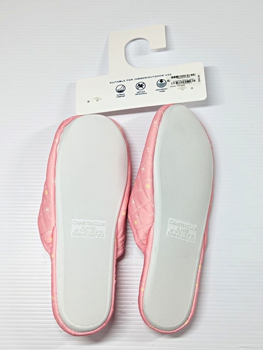 Charter Club Womens Quilted Paisley Floral Clog Slippers Pink Size XL (MSRP $35)