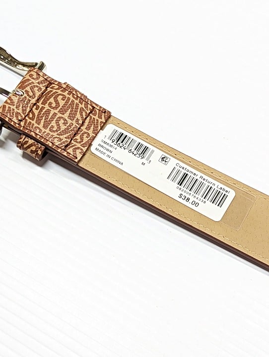 Steve Madden Women's Fish-Eye-Logo Belt with Silver Buckle Size M (MSRP $38)
