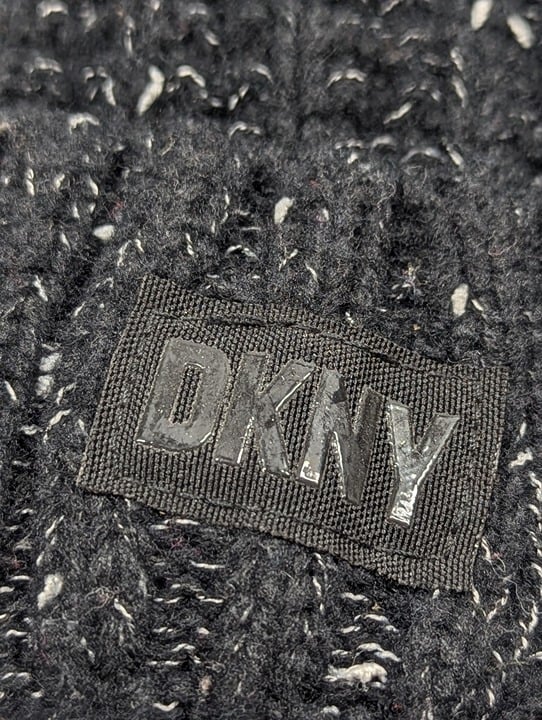 DKNY Women's Speckle Faux Fur Black Beanie O/S (MSRP $48)