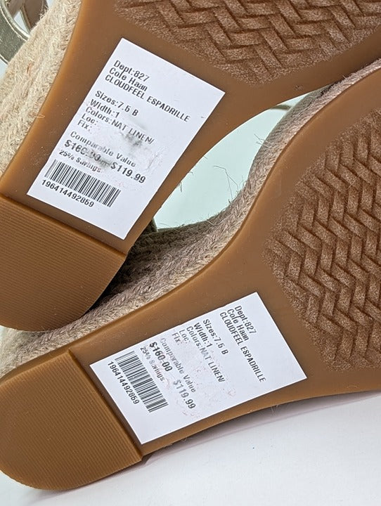 Cole Haan Cloudfeel Women's Espadrille Wedge Heels Linen Size 7.5 MSRP $160