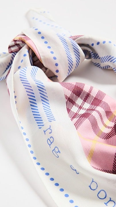 Rag &Bone Women's Pink Plaid 90 Scarf 90x90cm (MSRP $150)