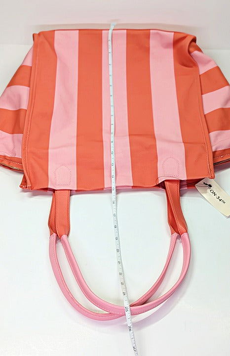 On 34th Cynthiah Extra Large Canvas Shoulder Tote Bag Pink Stripe (MSRP $90)