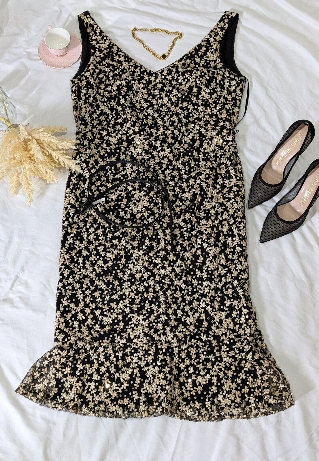 Lauren Ralph Lauren Women's Dress Flower Sparkling Size 6 (MSRP $265)