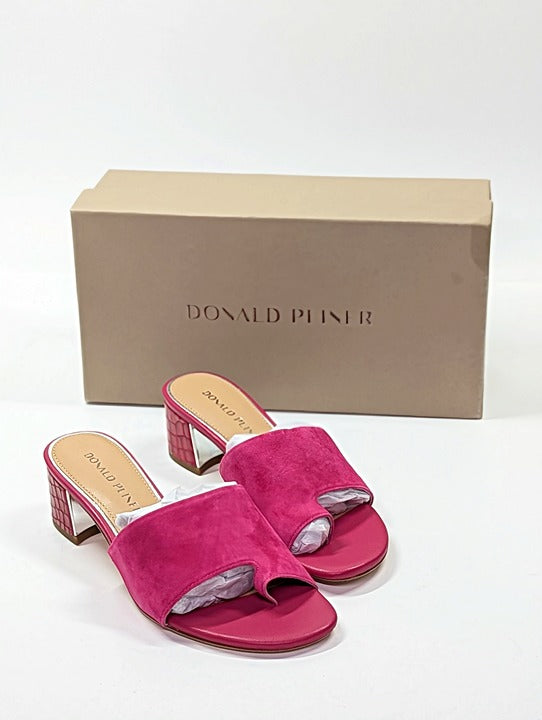 Donald Pliner Women's Toe Loop Block Heel Slide Sandals Pink Size 8 (MSRP $198)