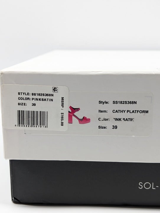 Sol Sana Women's Cathy Pink Satin Platform Sandals Size 39 EU (MSRP $165)