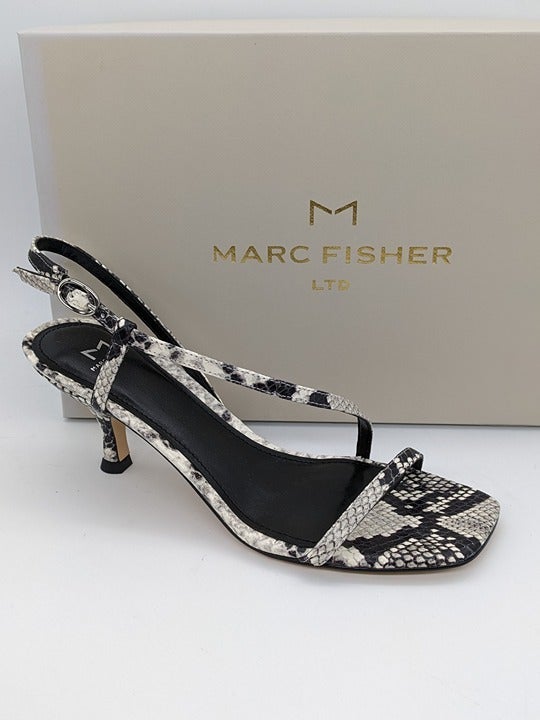 Marc Fisher LTD Women's Gove 2 Leather Snake Print Dress Sandals Size 7.5 M