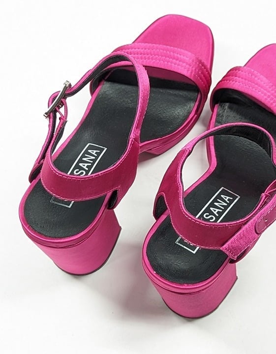 Sol Sana Women's Cathy Pink Satin Platform Sandals Size 39 EU (MSRP $165)