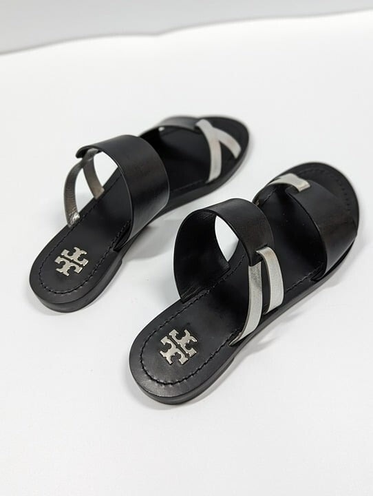 Tory Burch Women's RaVello Two-Band Sandal Perfect Black Size 6.5 MSRP $248