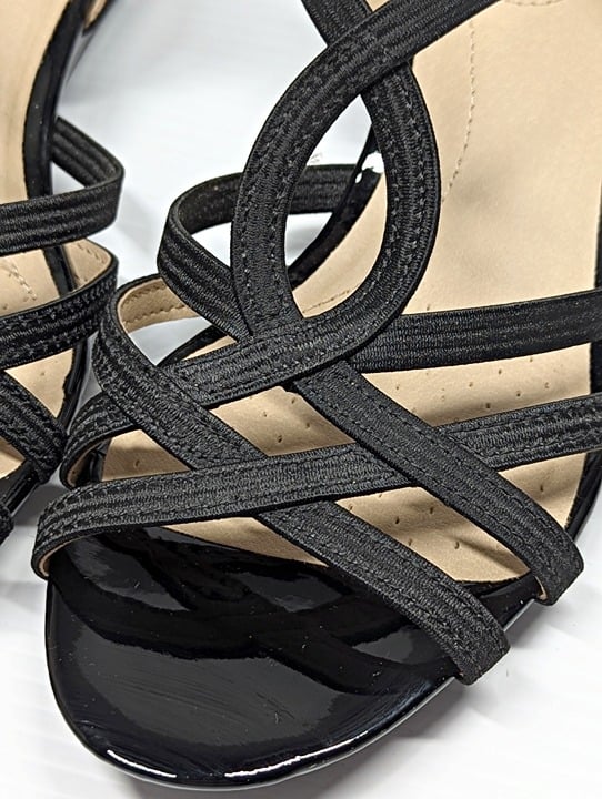 LifeStride Yaya Women's Strappy Wedge Sandals Black Size 10 W (MSRP $70)