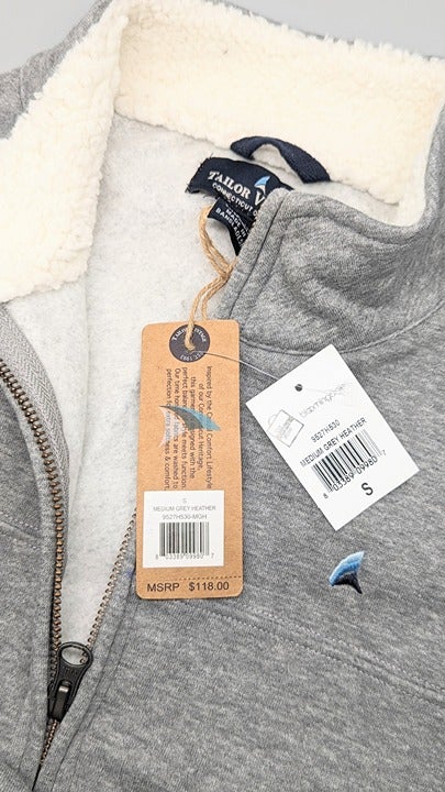 Tailor Vintage Men's CVC Quarter Zip Light Fleece Gray Size S (MSRP $118)