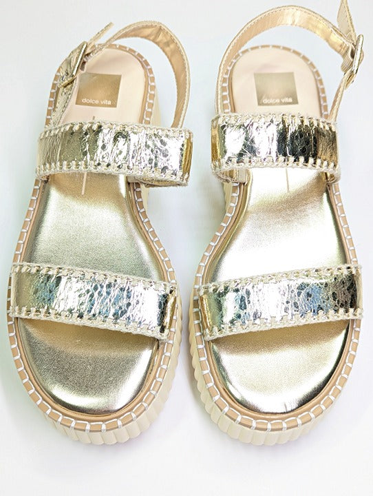 Dolce Vita Daiya Women's Metallic Platinum Platform Sandal Size 9.5 (MSRP $130)