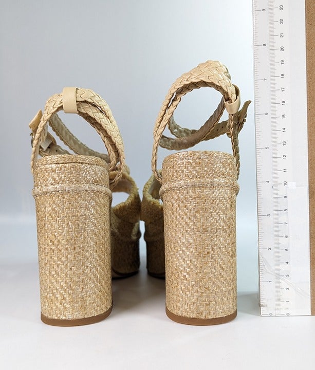 Sam Edelman Women's Tate Woven Raffia Ankle-Strap Platform Size 9 (MSRP $170)