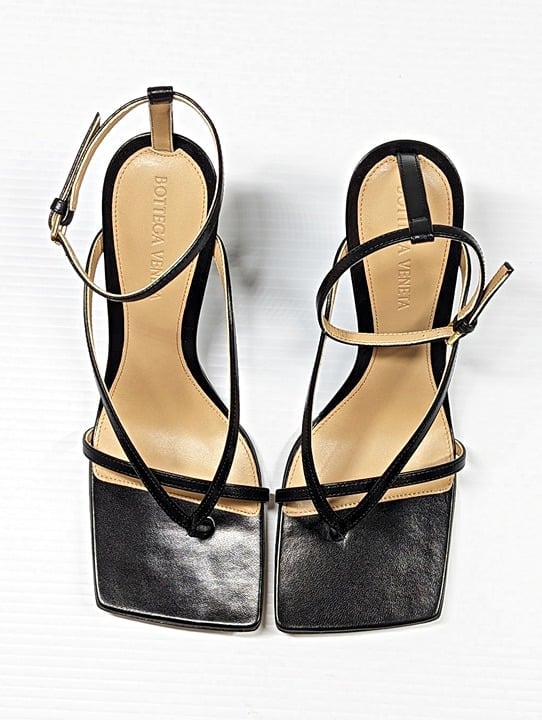 Bottega Veneta Women's Black Stretch Strappy Wedge Sandals Size 36.5 MSRP $1,100