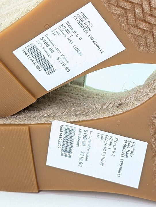 Cole Haan Cloudfeel Women's Espadrille Wedge Heels Linen Size 9.5 (MSRP $160)