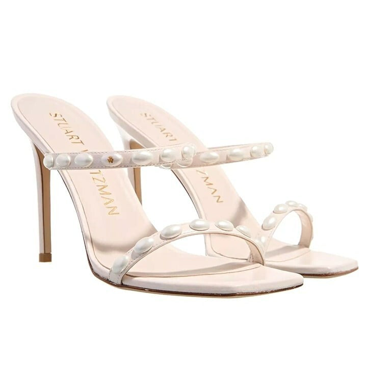 Stuart Weitzman Women's Aleena Pearlita 100 Heel Sandals Size 38.5 MSRP $525