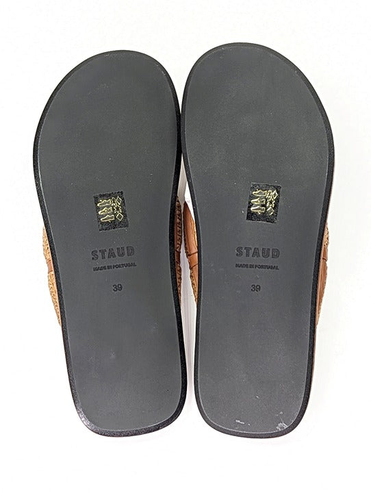 STAUD Women's Raffia Sierra Thong Sandals in Tan Size 39 (MSRP $250)