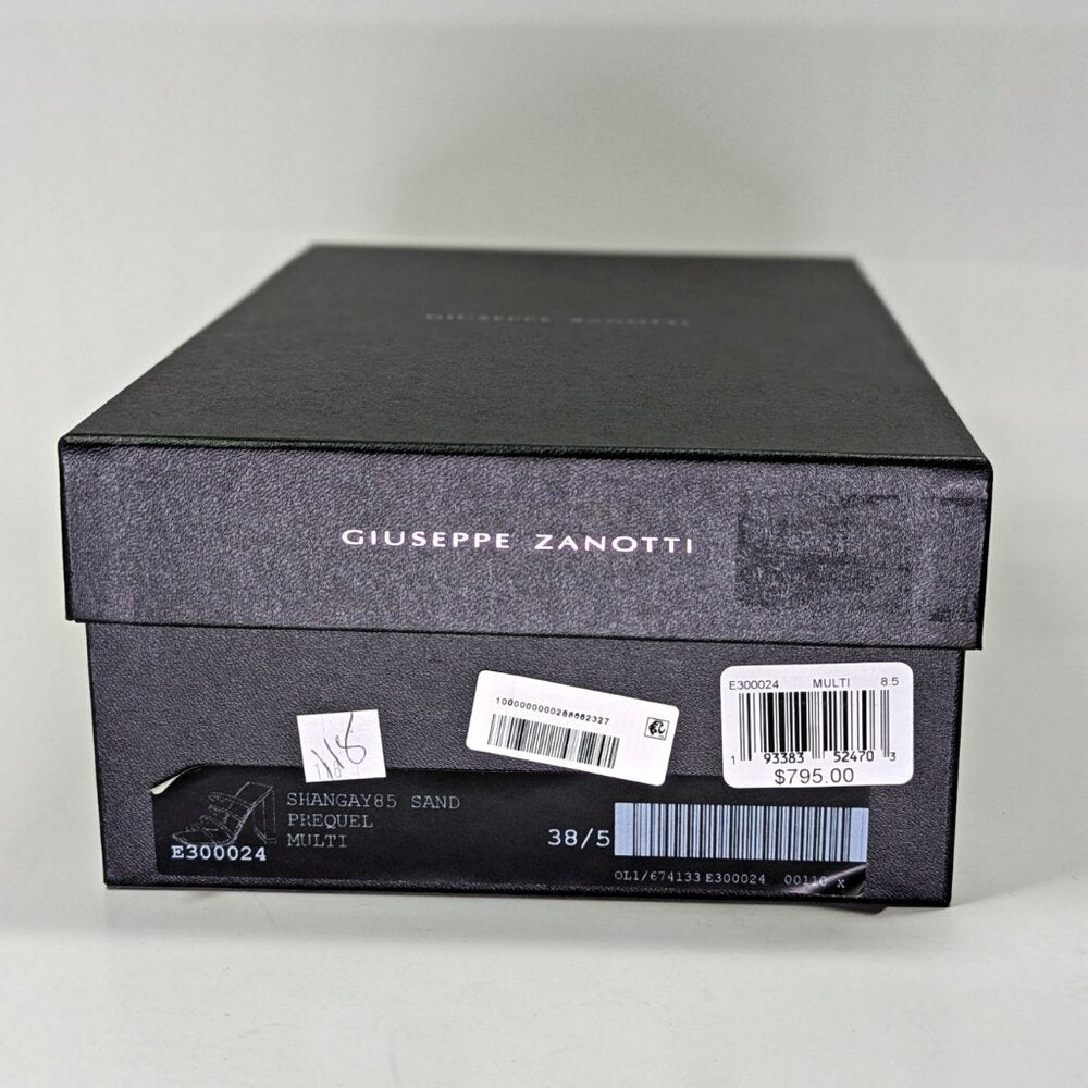 Giuseppe Zanotti Shangay 85MM Strappy Patent Slide Sandals Size 38.5 (MSRP $795)