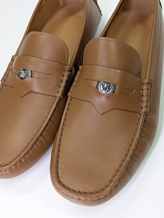 Versace Men's Medusa Coin Biggie Leather Slip On Penny Drivers Size 43 MSRP $775