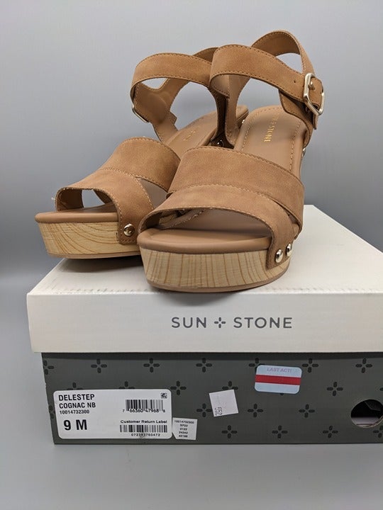 Sun + Stone Delestep Women's Dress Platform Sandals Beige Size 9 M