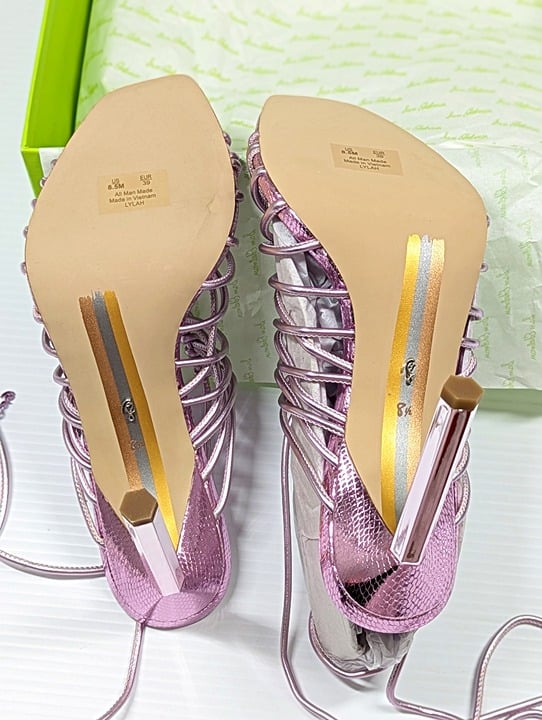 Sam Edelman Women's Lylah Strappy Heel Sandals Lilac Metallic Size 8.5 MSRP $160