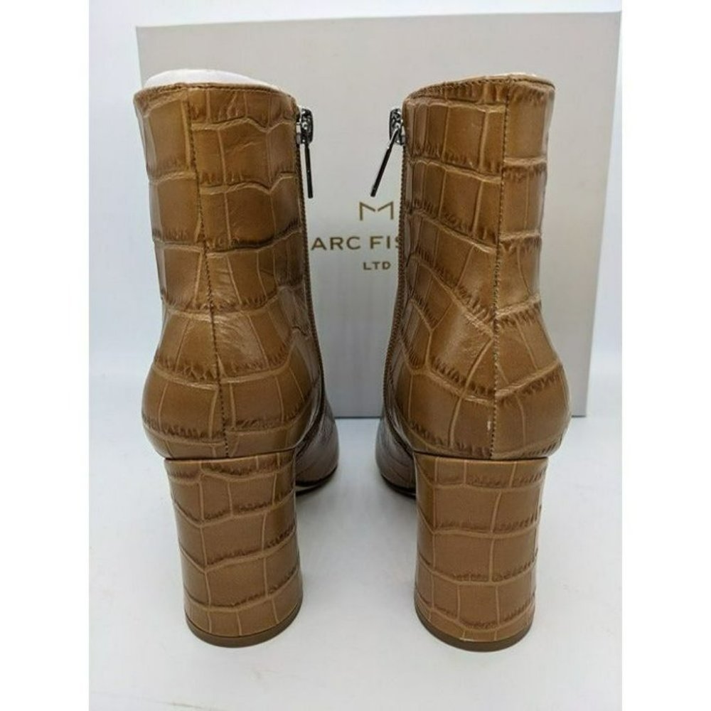 Marc Fisher LTD Womens Daith Leather Embossed Dress Boots Tan Size 5.5 M (MSRP $210)