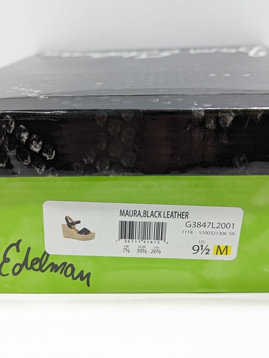 Sam Edelman Women's Maura Espadrille Wedge Sandals Black Size 9.5 M (MSRP $130)