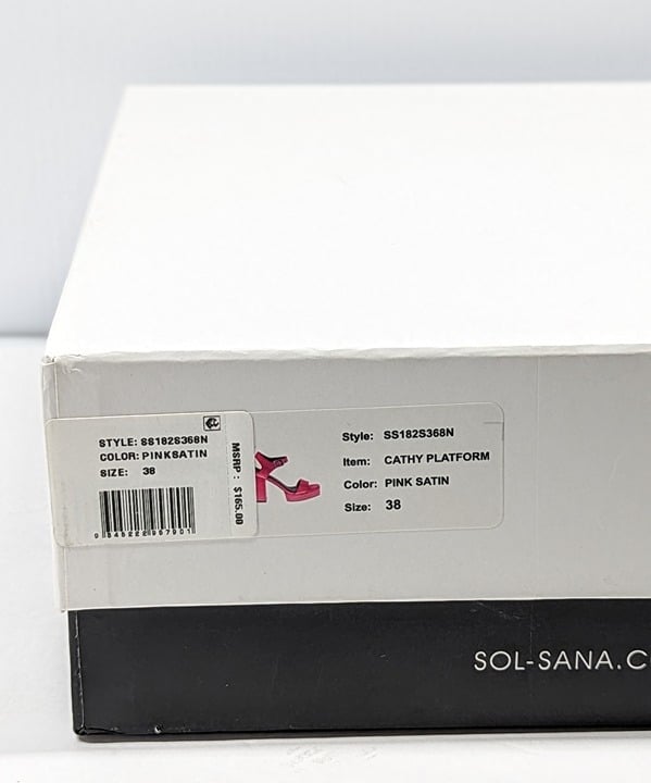 Sol Sana Women's Cathy Pink Satin Platform Sandals Size 38 EU (MSRP $165)
