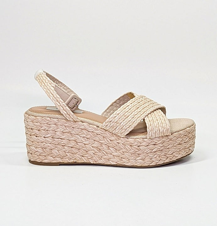 Steven New York Ramey Espadrille Platform Wedge Raffia Sandal Size 9.5 MSRP $130