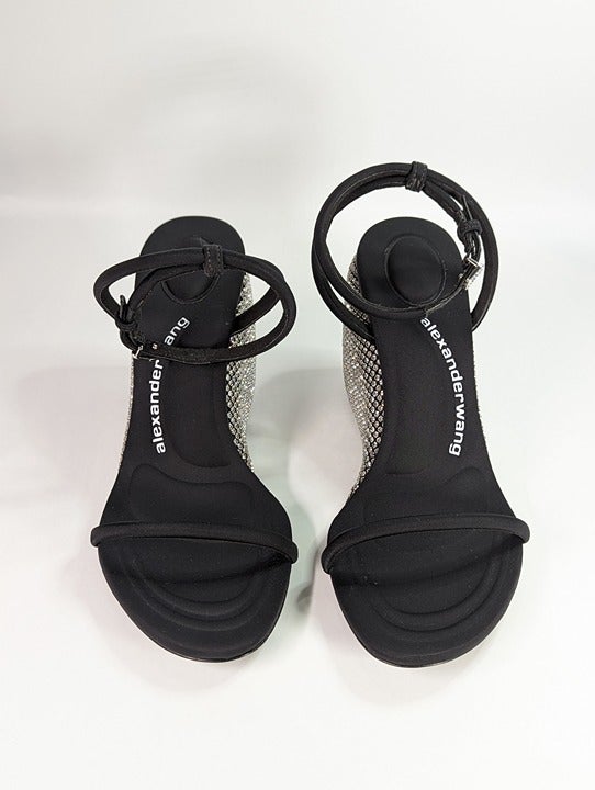 Alexander Wang Women's Dahlia Crystal Embellished Wedge Sandal Size 38 MSRP $850