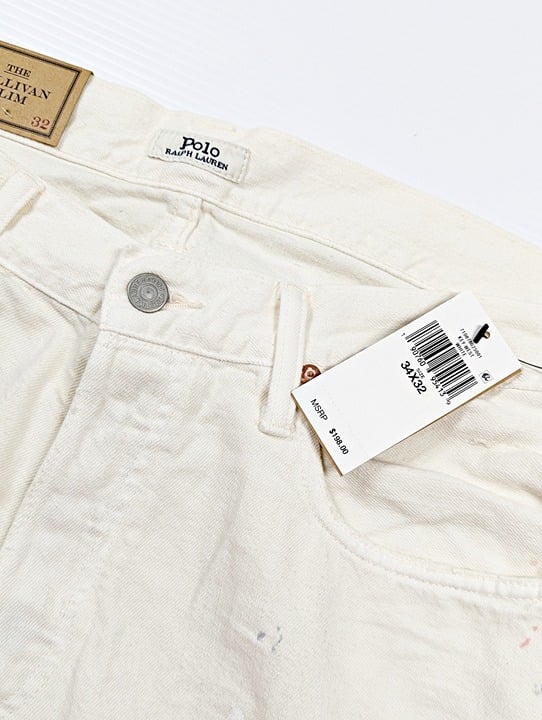 Polo Ralph Lauren Men's Sullivan Slim Distressed Jean White Size 34 (MSRP $198)
