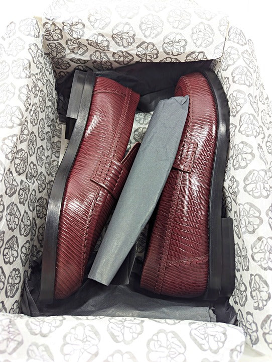 Alexander McQueen Men’s Jupiter Leather Moccasins Burgundy Size 45 (MSRP $990)