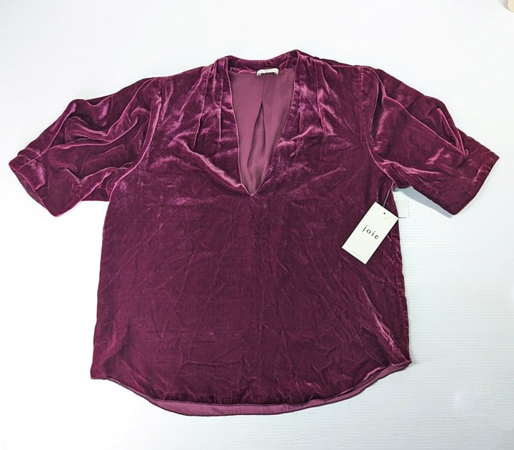 Joie Ance Women's Blackberry Purple Velvet Top Size 6 (MSRP $198)
