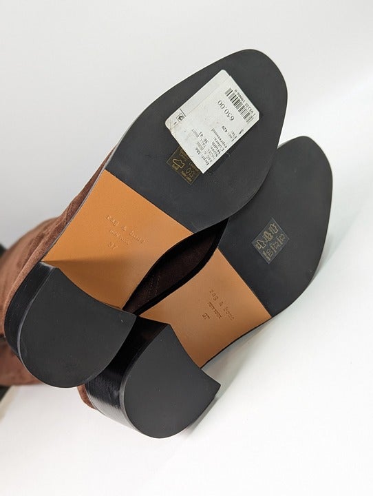 Rag & Bone Women's Hazel Tall Boots Espresso Suede Leather Size 7 (MSRP $650)