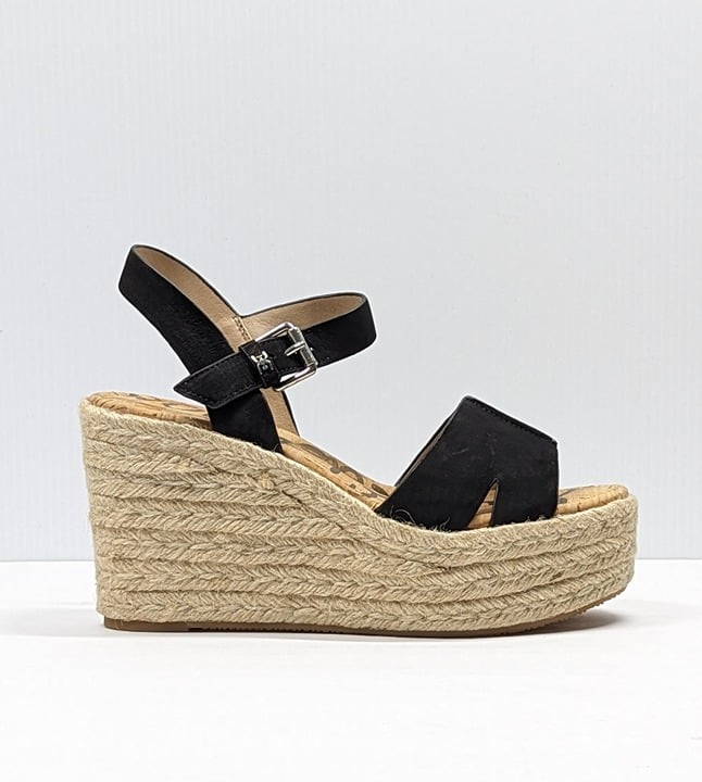 Sam Edelman Women's Maura Espadrille Wedge Sandals Black Size 9.5 M (MSRP $130)